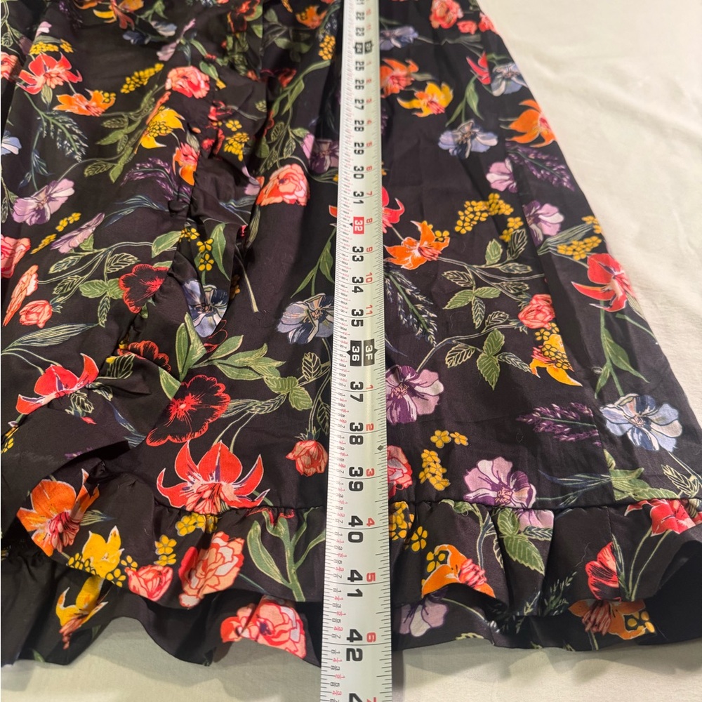 Who What Wear Black Floral Shirt Dress Cap Sleeve Button Front Belt Med NWT - Picture 8 of 9